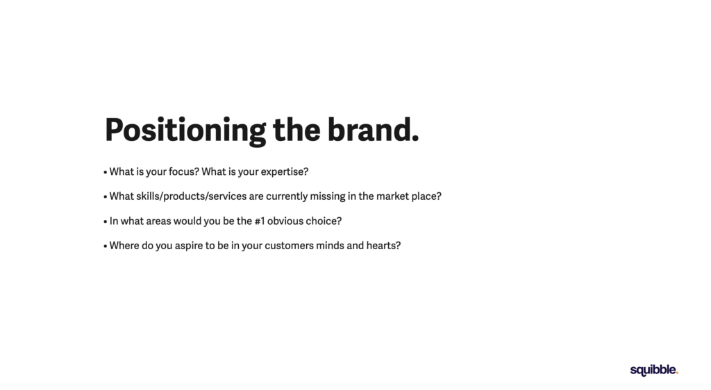 Positioning the brand questions