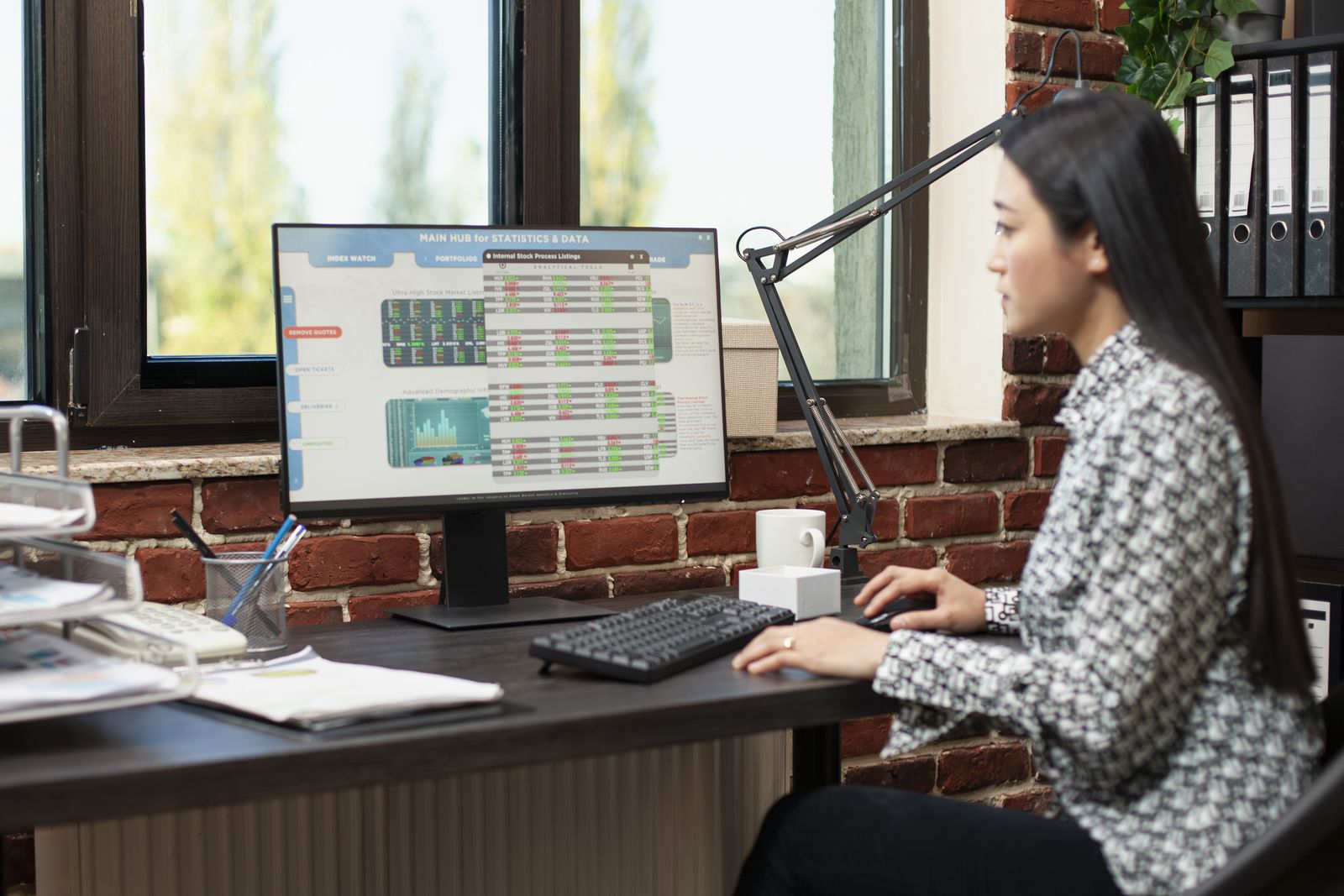 Buyer researching suppliers on her laptop