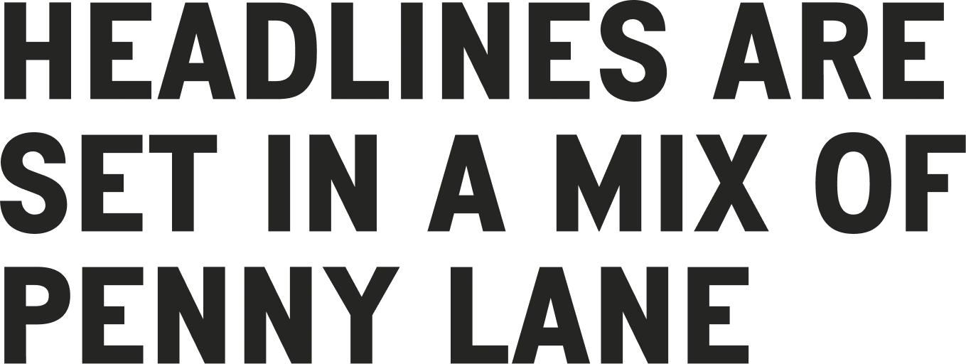 Headlines are set in a mix of Penny Lane