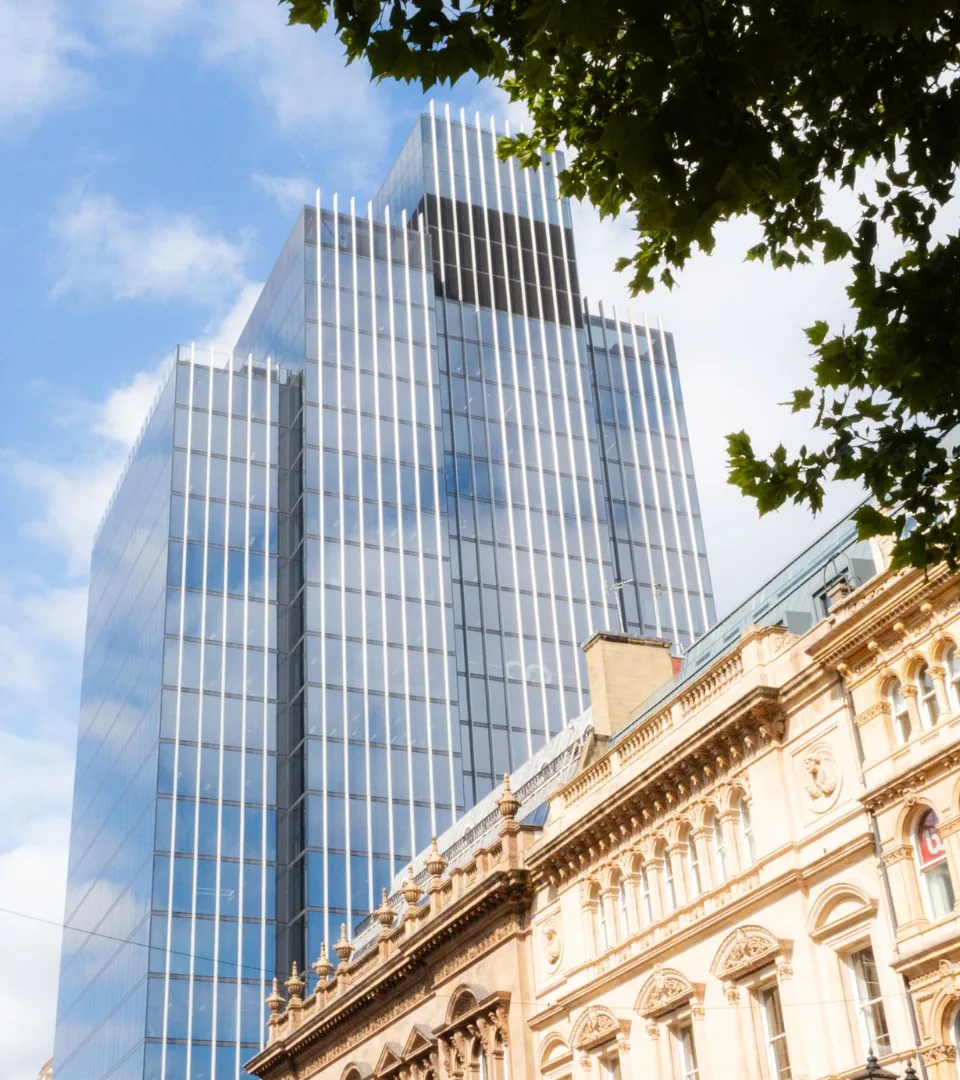 Georgian stone and glass towers in the district