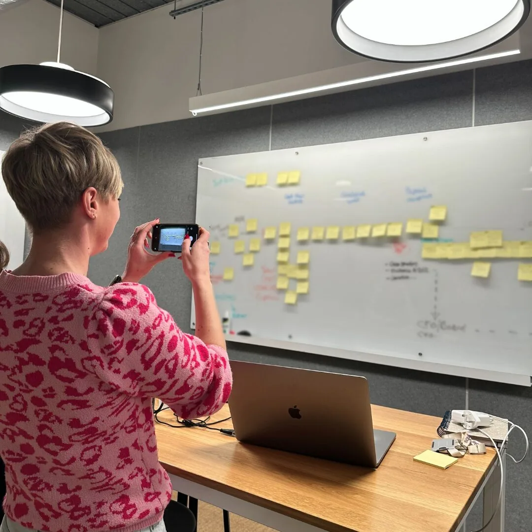 Photographing a whiteboard of sticky notes